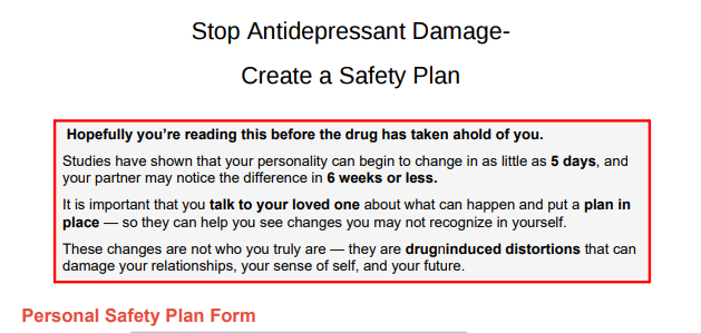 Create a safety plan before starting antidepressants